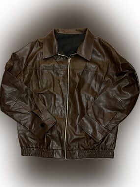NWOT Women's Brown faux Leather Zip Jacket